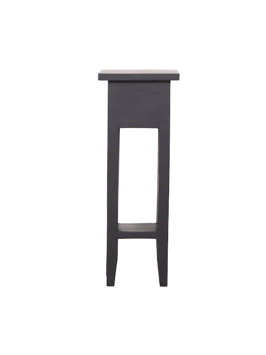 Square Side Table Ramu Made of Solid Wood with Drawers Black M25xW25xH66.5cm
