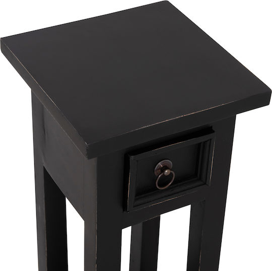 Quadratischer Beistelltisch Ramu aus Massivholz mit Schubladen Schwarz M25xB25xH66,5cm