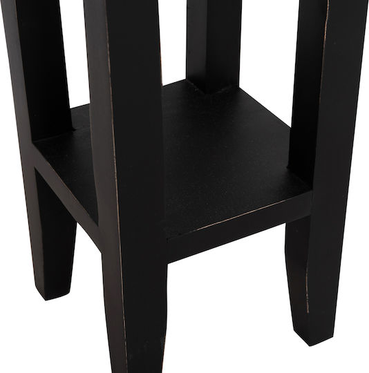 Quadratischer Beistelltisch Ramu aus Massivholz mit Schubladen Schwarz M25xB25xH66,5cm