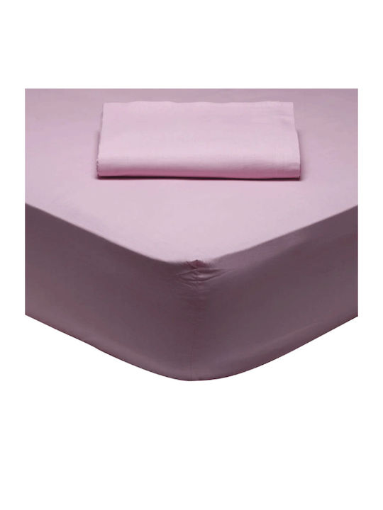 Flamingo Sheet King Size with Elastic 180x200+25cm. Rainbow Amethyst