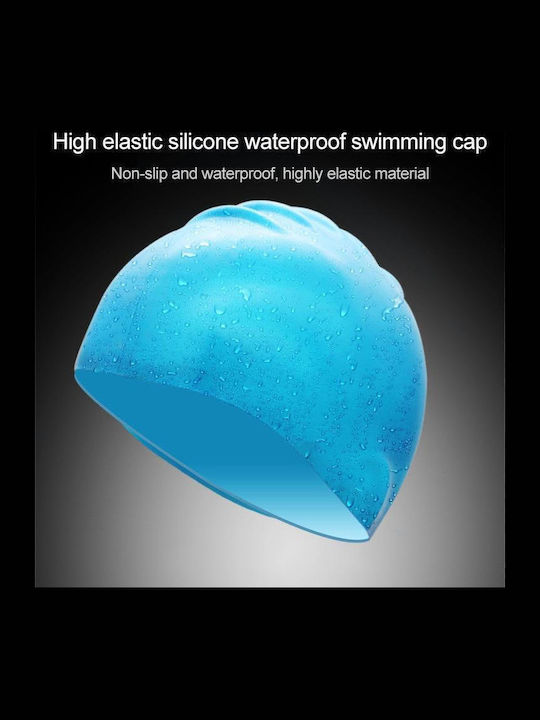 Waterproof Silicone Swimming Cap Solid Color Adults Red