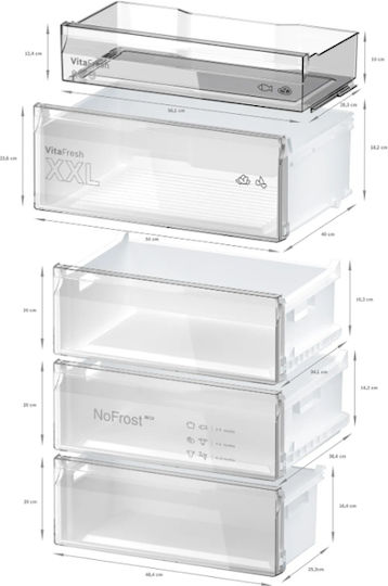 Bosch Ψυγειοκαταψύκτης 440lt Total NoFrost Υ203xΠ70xΒ66.7εκ. Γκρι KGN49OCAF