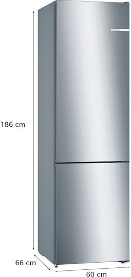Bosch Ψυγειοκαταψύκτης 326lt Total NoFrost Υ186xΠ60xΒ66εκ. Metal Look KGN36VLED