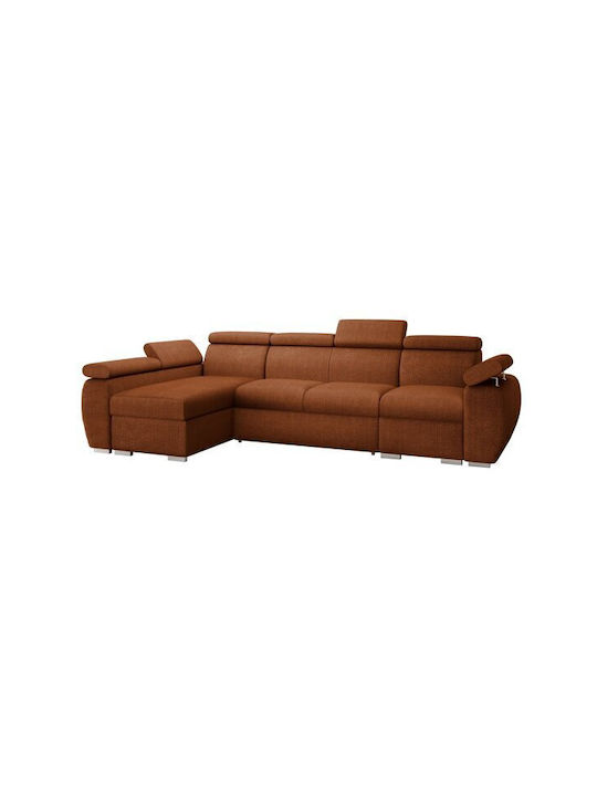 Columbus 227 Corner Couch Bed with Left Corner & Storage Space Orange 165x62 cm