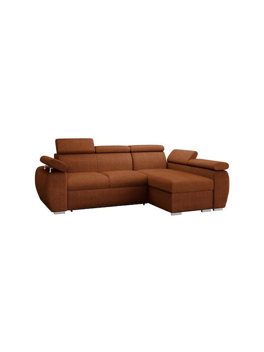 Columbus 132 Corner Couch Bed with Right Corner & Storage Space Orange 165x62x62 cm