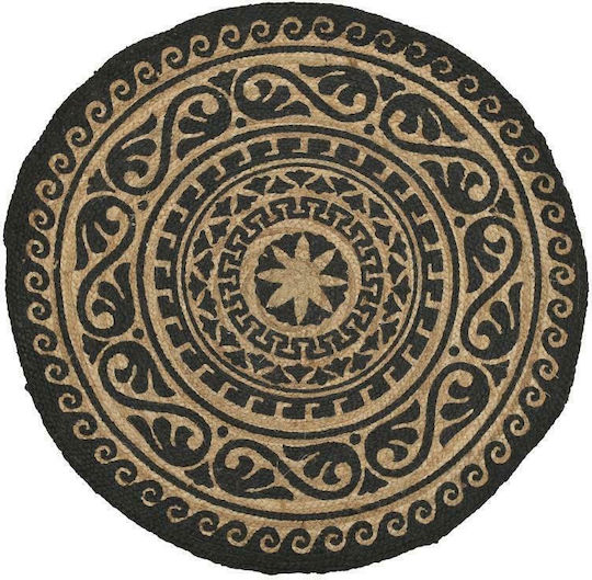 Inart Jute Καλοκαιρινό από Γιούτα Φ90cm Μαύρο / Natural