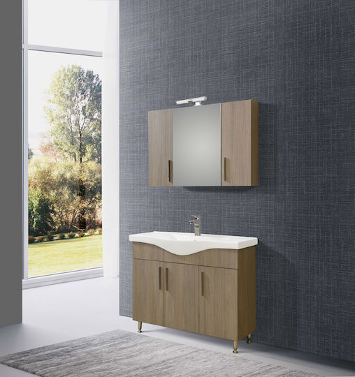 Martin Siena 100 Waschtisch mit Waschbecken & Spiegel Melamin L96xB34xH83cm Harmony