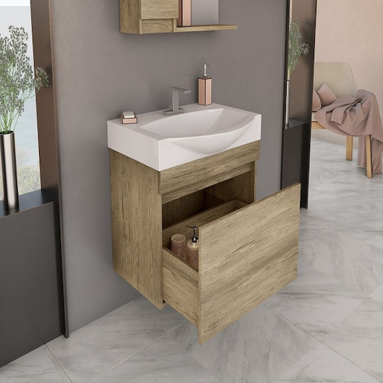 Drop Senso 65 Πάγκος χωρίς Νιπτήρα Μ62xΒ38xΥ50cm Φυσικό Ξύλο