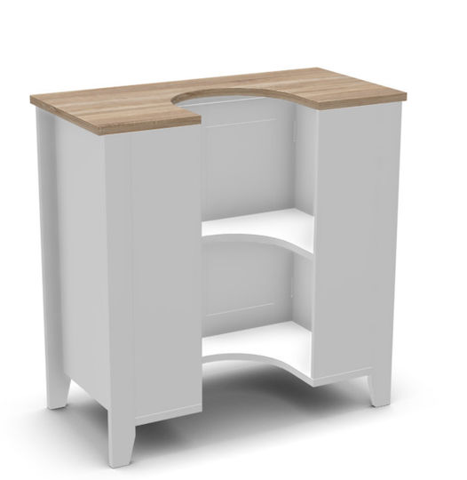 Kleankin 834-306 Πάγκος χωρίς Νιπτήρα Μ60xΒ60xΥ30cm Λευκός