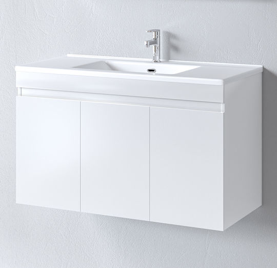 Martin Blat cu Lavoar & Oglindă L97xW44xH60cm Alb