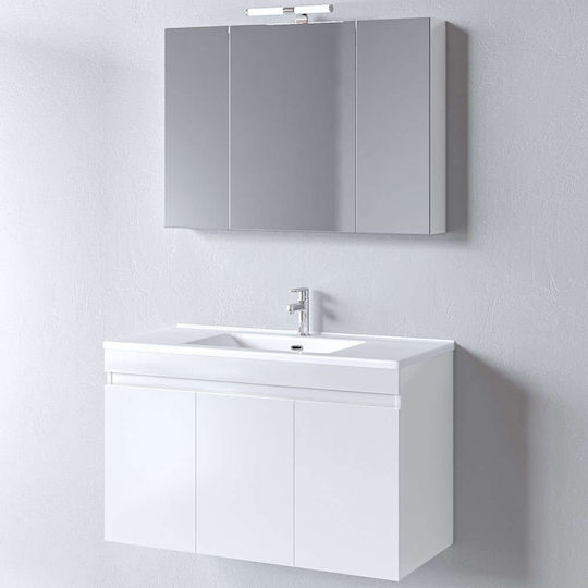 Martin Blat cu Lavoar & Oglindă L97xW44xH60cm Alb