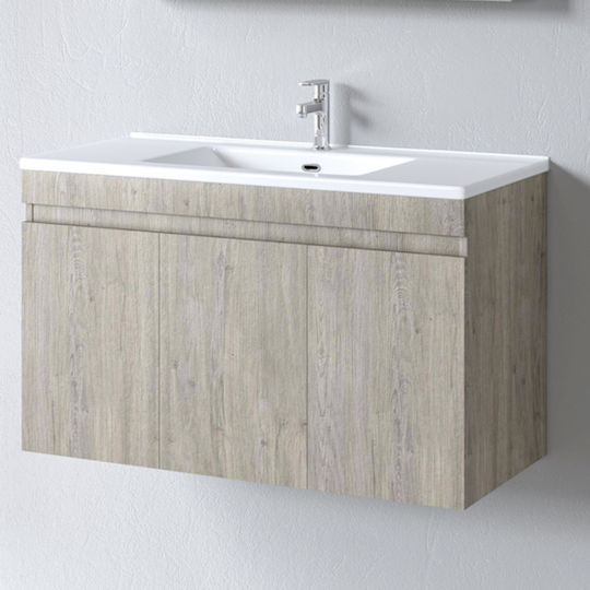 Martin Πάγκος με Νιπτήρα & Καθρέπτη Μ120xΒ46xΥ60cm Beige Oak