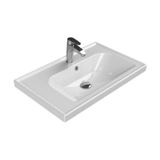Savvopoulos Waschtisch mit Waschbecken & Spiegel Pine White