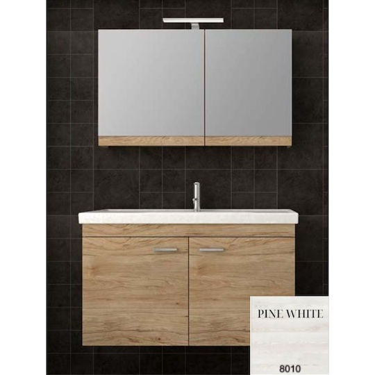 Savvopoulos Waschtisch mit Waschbecken & Spiegel Pine White