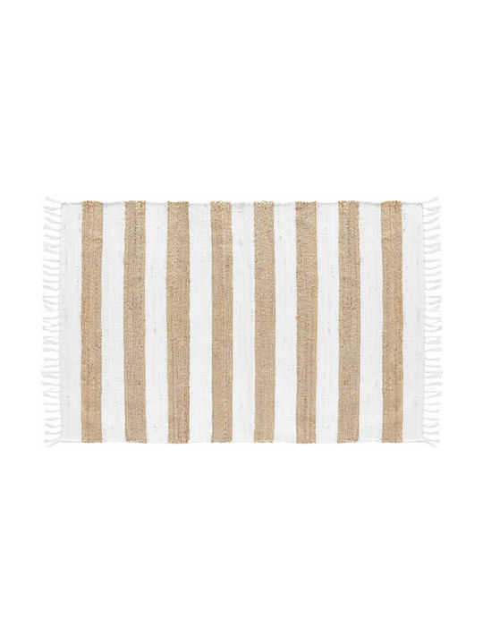 Douceur d'Intérieur Sagane Teppich Rechteckig Synthetisch,Polyester/Cotton/Leather mit Fransen Beige