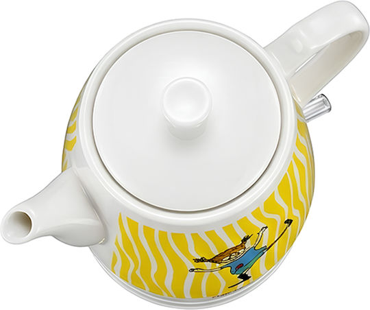 Pippi Keramik-Wasserkocher 0,8l 1750w Automatisches Abschalten Glückliches Pippi Design Weiß Gelb