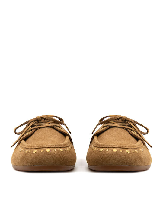 Noa Harmon Leather Women's Boat Shoes in Brown Colour