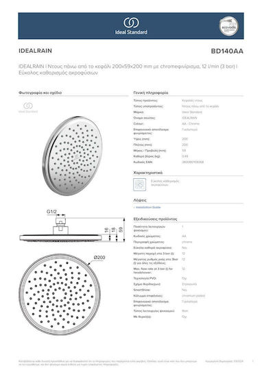 Ideal Standard Rund Duschkopf 20cm
