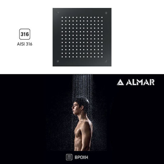 Almar Square Temptation Квадратен Капаче за душ 38x38см Черно матирано