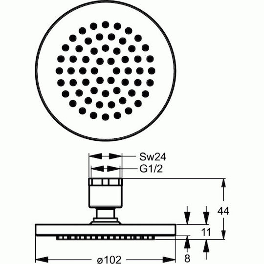 Ideal Standard Brass Round Showerhead Gray Ø10.2cm Idealrain