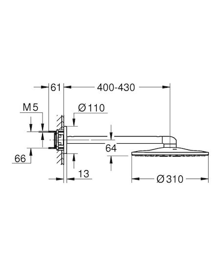 Grohe Rainshower Smartactive 310 Στρογγυλή Κεφαλή Ντουζ 31cm με Βραχίονα 40cm