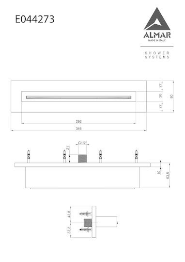 Almar XL-Waterfall Shower Head Ορθογώνια Κεφαλή Ντουζ
