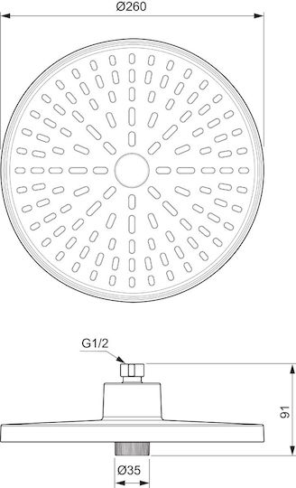 Ideal Standard Idealrain Round Showerhead 26cm with Arm 26cm