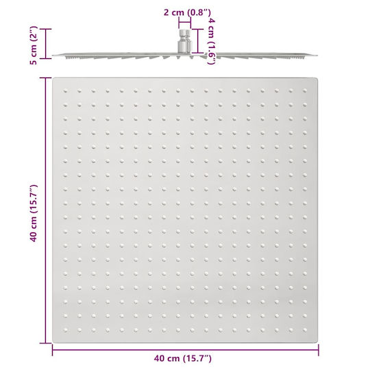 vidaXL Τετράγωνη Κεφαλή Ντουζ 40x40cm