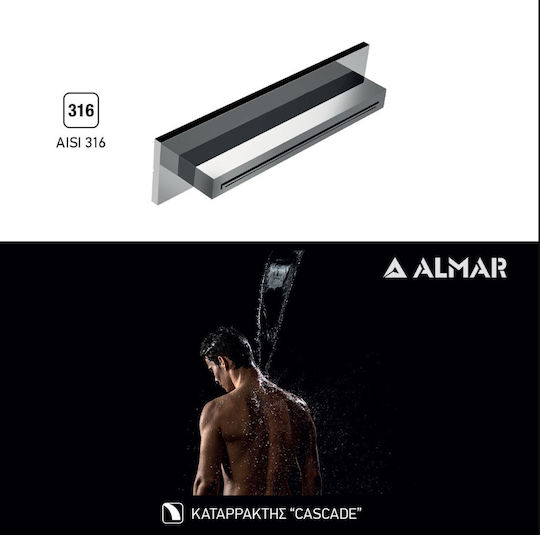 Almar XL-Waterfall Shower Head Rectangular Showerhead