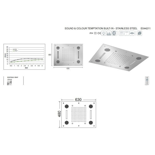 Almar Ορθογώνια Κεφαλή Ντουζ 63x48cm