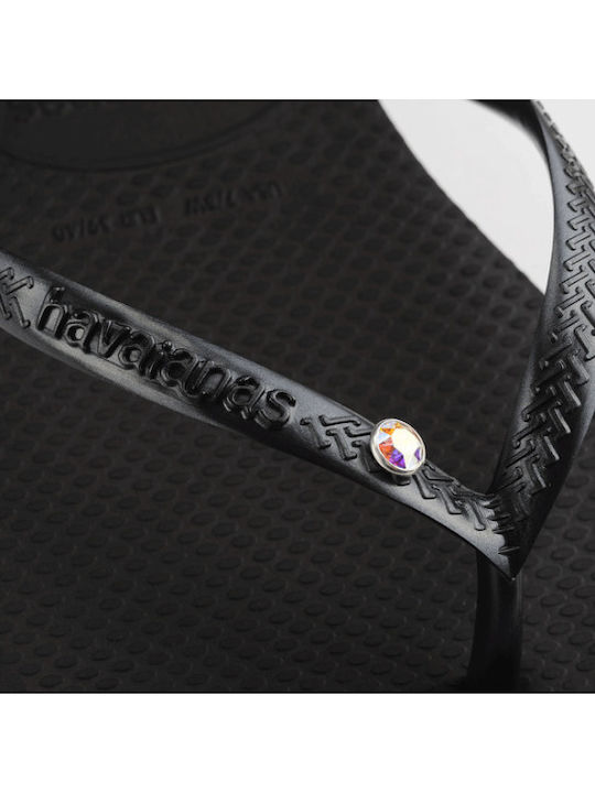Slim Crystal Sw II Flip Flops in Black Colour