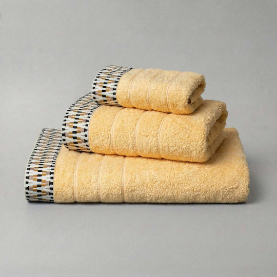White Fabric Hand Towel Cotton 30x50cm Yellow Weight 600gr/m²