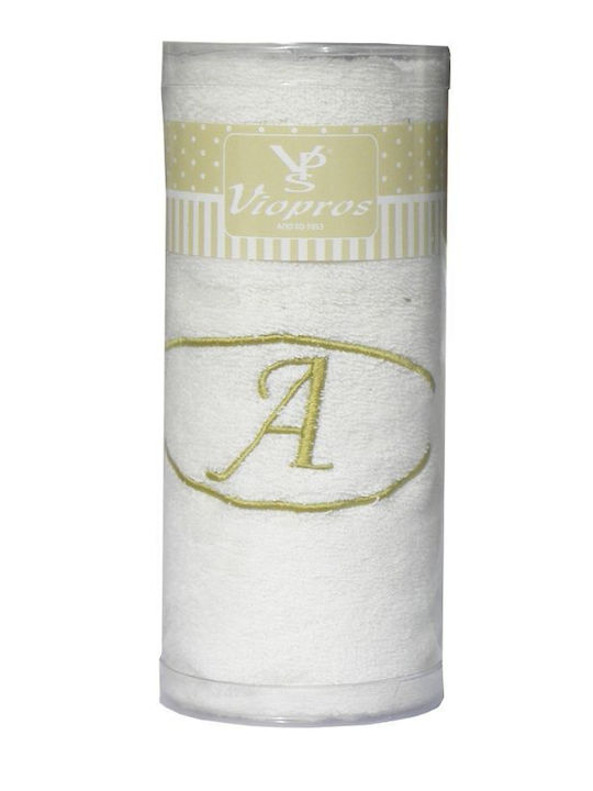 Viopros Facecloth Monogram Δ 50x100cm Ecru Weight 480gr/m²