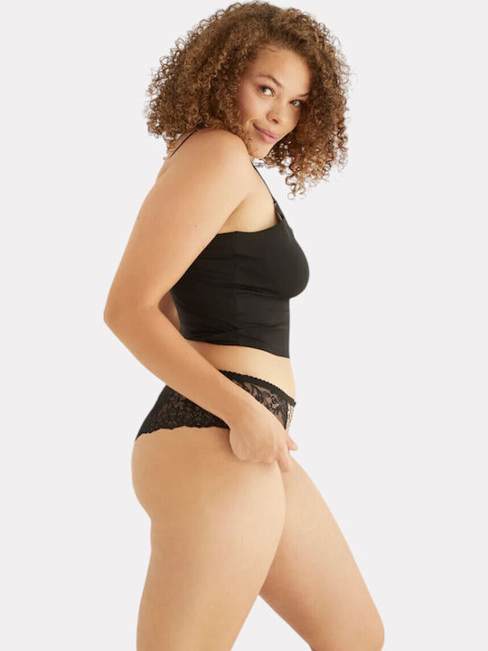 Hohe Taille Damen-Slips Brazil MultiPack mit Spitze Schwarz