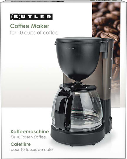 Butler Cafetieră Filtru Cafea 10 Cești Menține Cald Oprire Automată 750w Neagră