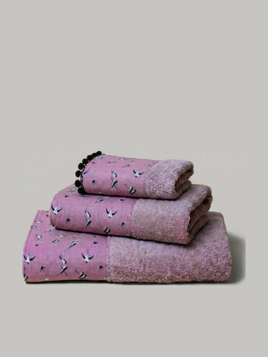 White Fabric Hand Towel Martin 30x50cm Pink Weight 600gr/m²