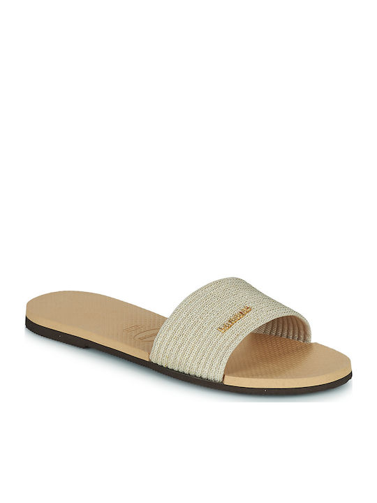 You Malta Metallic Slides in Gold Color
