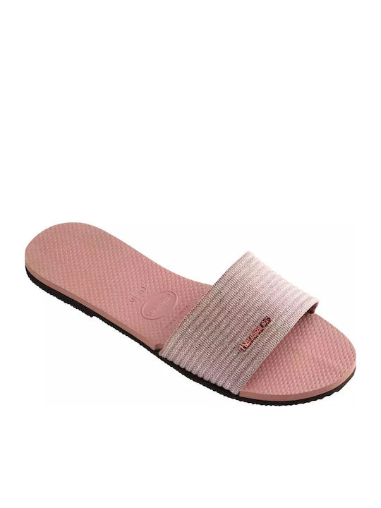 You Malta Metallic Slides in Pink Color