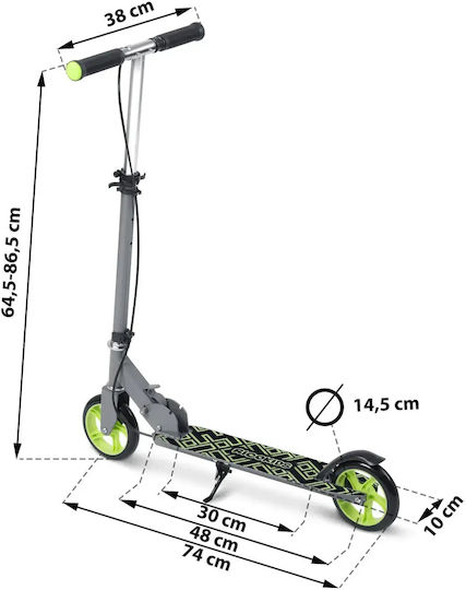Ricokids Patinetă Copii Pliabilă Kodi cu 2 Roți pentru 8+ Ani Gri