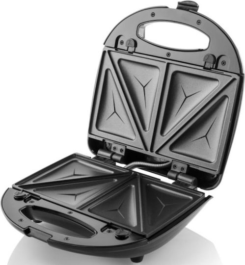 Hyundai Sandwich Maker with Non-Stick Removable Grids for 2 Sandwiches 700W Black
