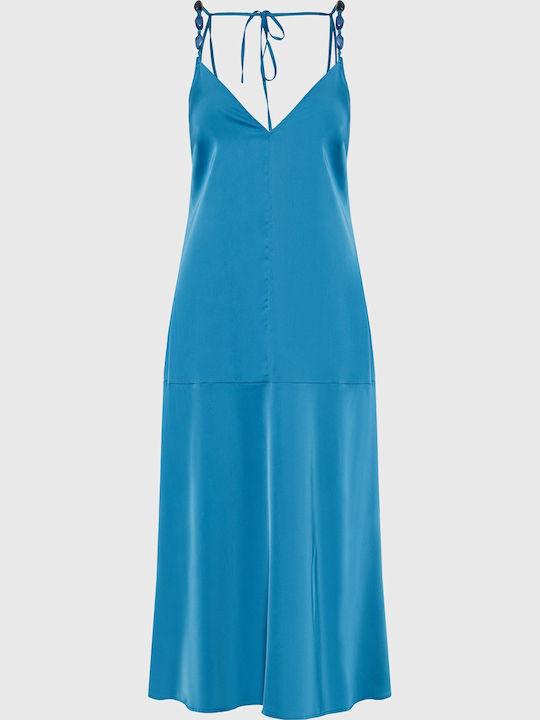 Summer Midi Evening Dress Blue FBL013-117-13 Ocean Depth
