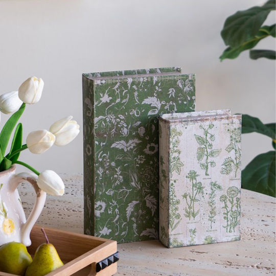 Artekko Set Cutii Decorative Din Lemn În Formă De Carte 2 Bucăți