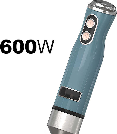 Avizar Hand Blender 600w 2 Speeds Copper-wound Motor Stainless Steel Base Blue