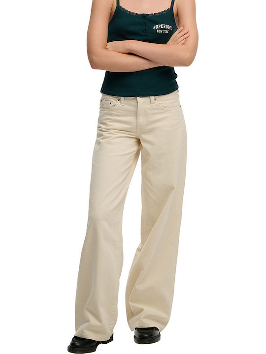 Ovin Women's Fabric Trousers in Baggy Leg Style White