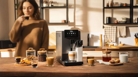 Cecotec Latte Автоматична Еспресо Кафемашина 1300W Налягане 19bar за Капучино с Мелачка Сива