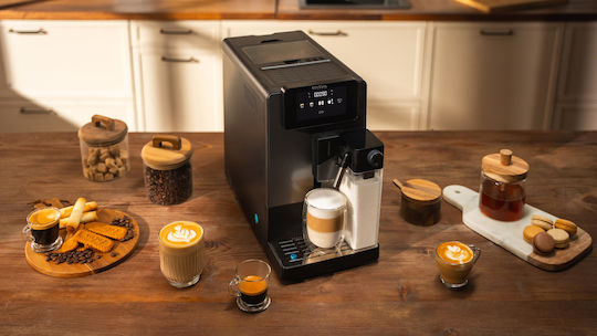 Cecotec Latte Автоматична Еспресо Кафемашина 1300W Налягане 19bar за Капучино с Мелачка Сива