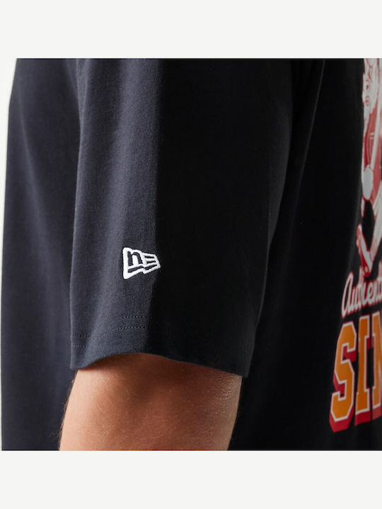 New Era Baseball Cows Character Graphic Black Oversized T-shirt