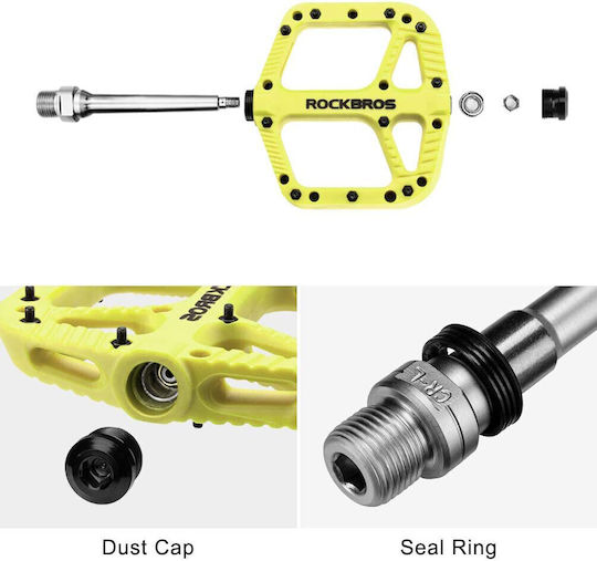 Rockbros Bicycle Pedals Flat Yellow