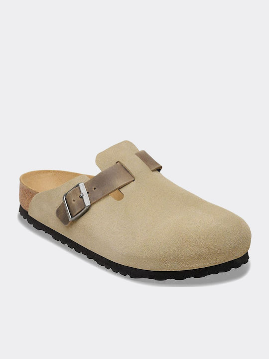 Boston Leather Winter Men's Slippers Khaki