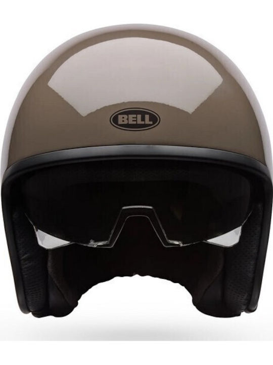 Bell TX-501 Spring Mocha Brown Motorcycle Helmet Jet ECE 22.06 with Sun Visor